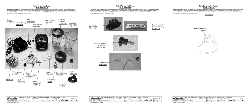 Diagram Diagram and Parts List for HBH450-UK  Hamilton Beach Blender